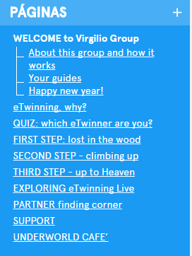Estructura de páginas del grupo eTwinning Virgilio