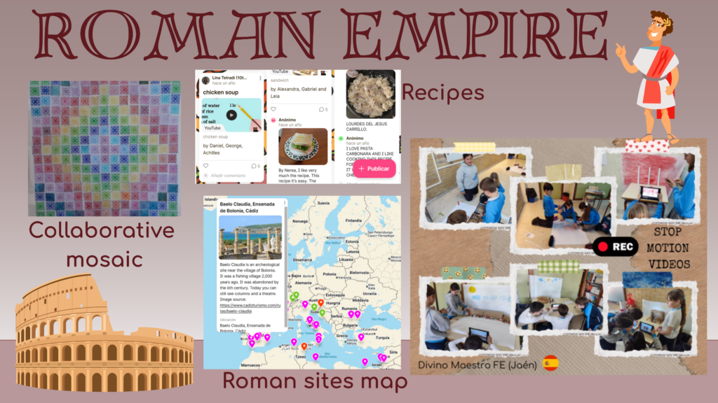 Collage de actividades desarrolladas sobre Roma