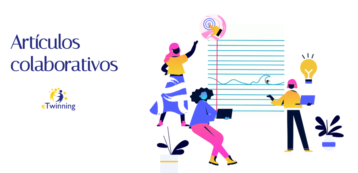 Personas con ordenador escribiendo un artículo colaborativo