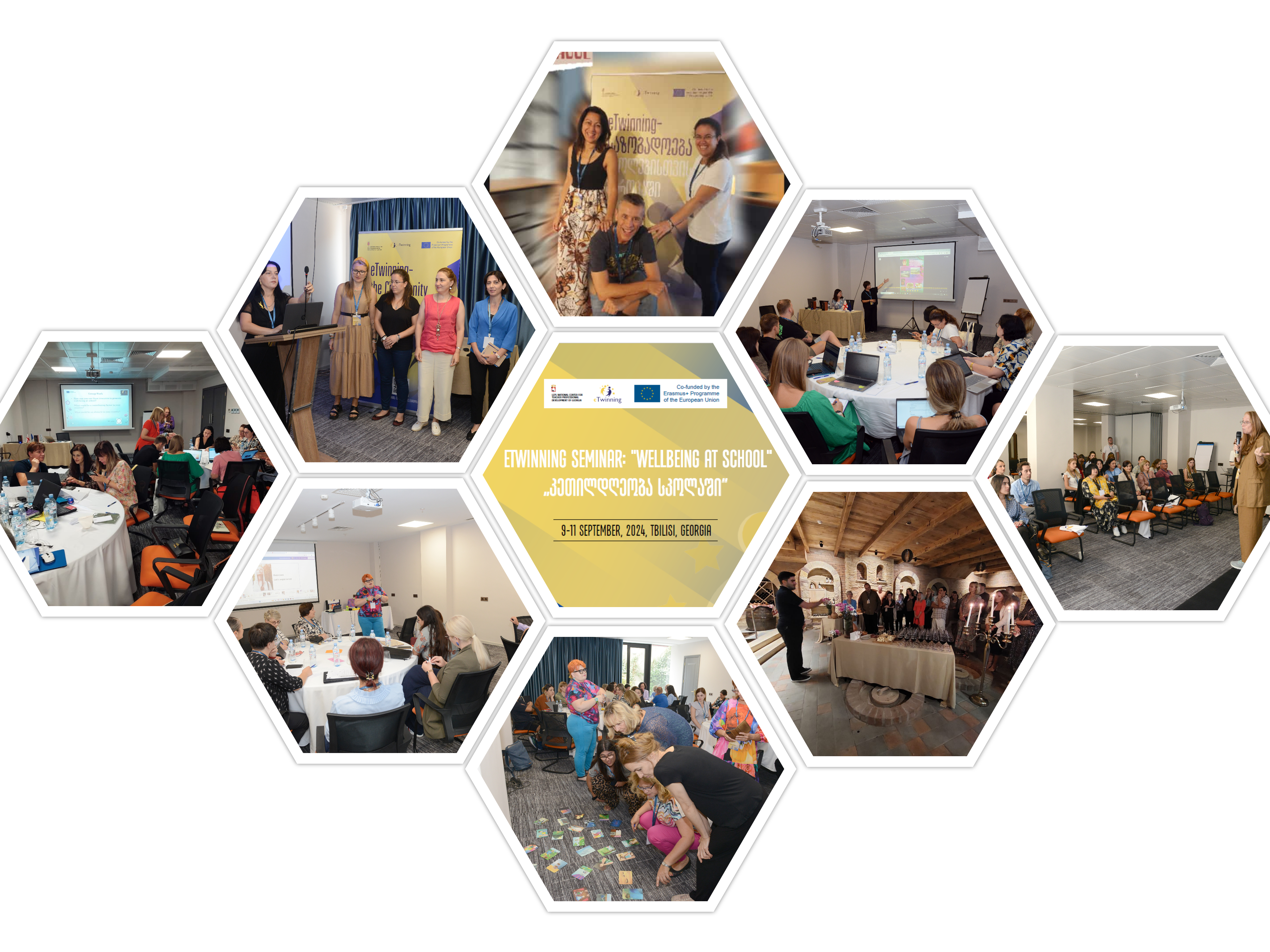 Collage de imágenes de las actividades desarrolladas durante el seminario, muestra personas en los talleres