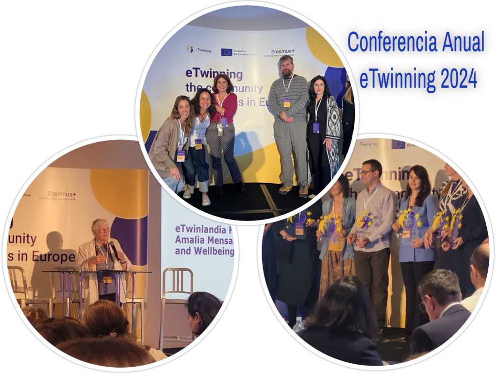 Collage conformado por tres imágenes con los invitados premiados a la Conferencia. Aparecen ponentes y participantes.