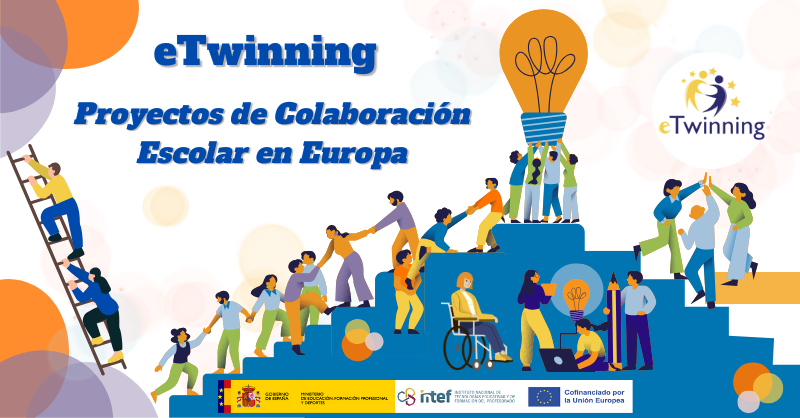 Cartel genérico eTwinning proyectos de Colaboración escolar en Europa